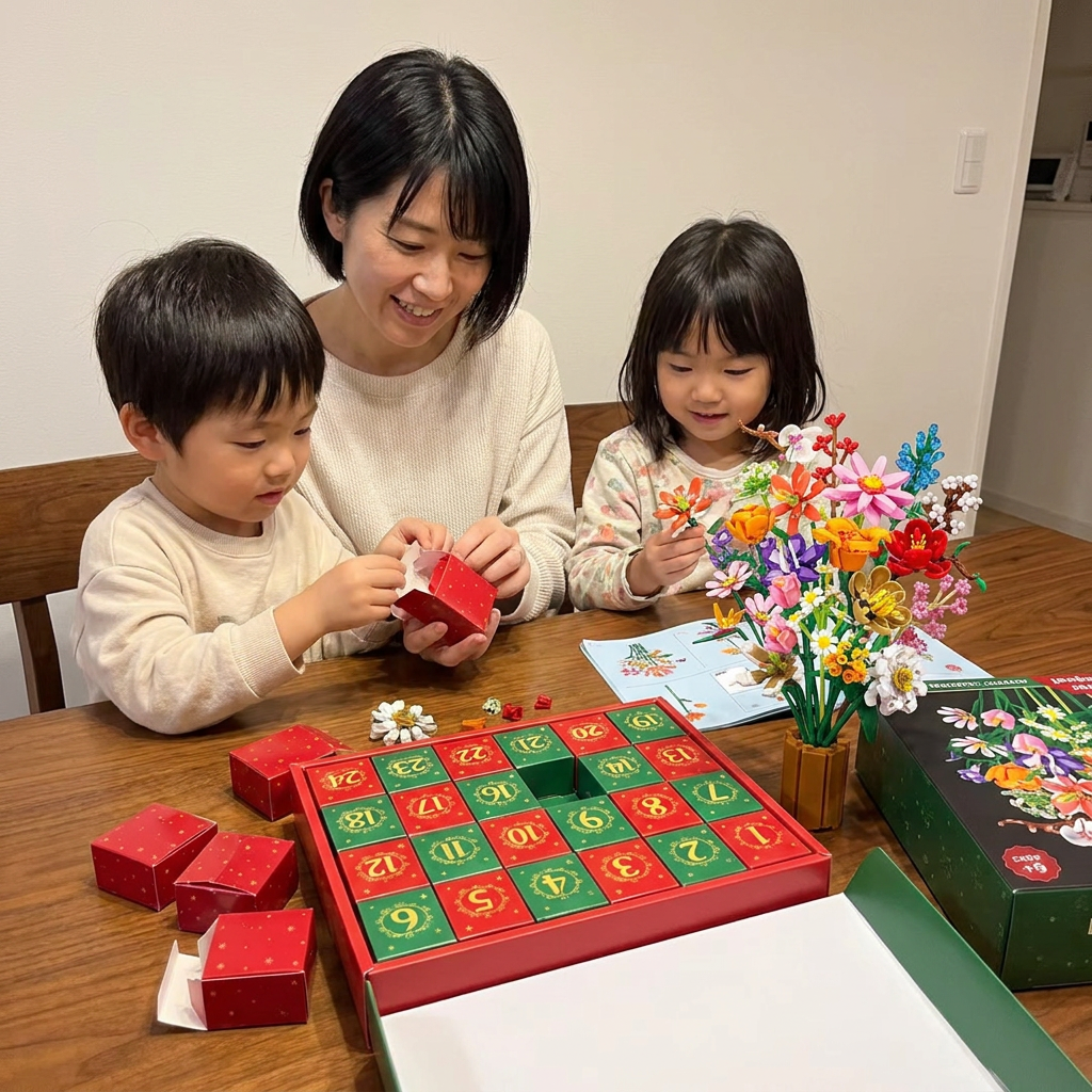 クリスマスブロックフラワーブーケアドベントカレンダー