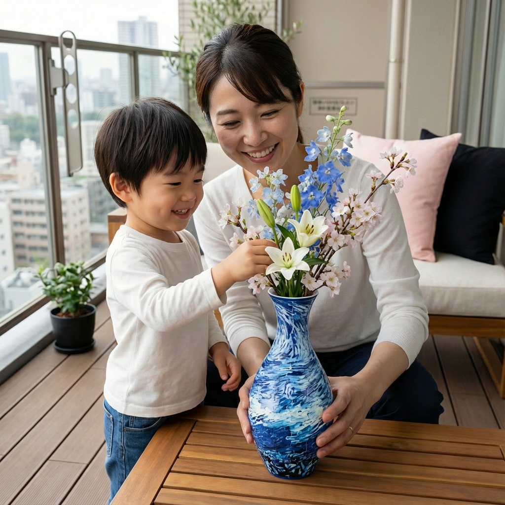 高級3Dパズル花瓶 - 本物の花にも対応