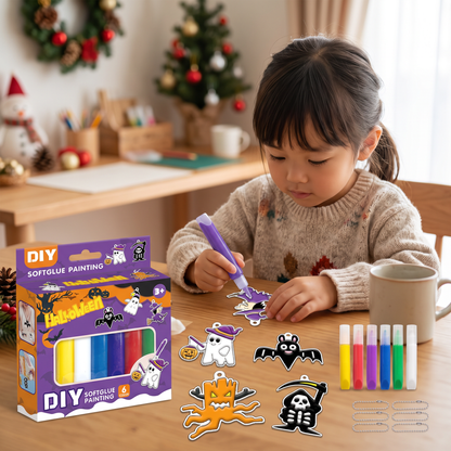 子ども向けDIYクリスマス・ノーグルーお絵描きオーナメントクラフトキット