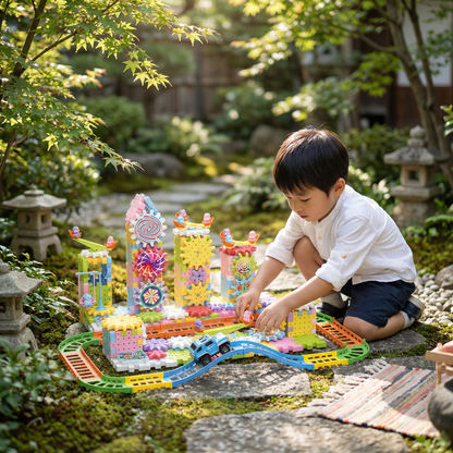 回転するモンテッソーリ 歯車ブロックおもちゃ