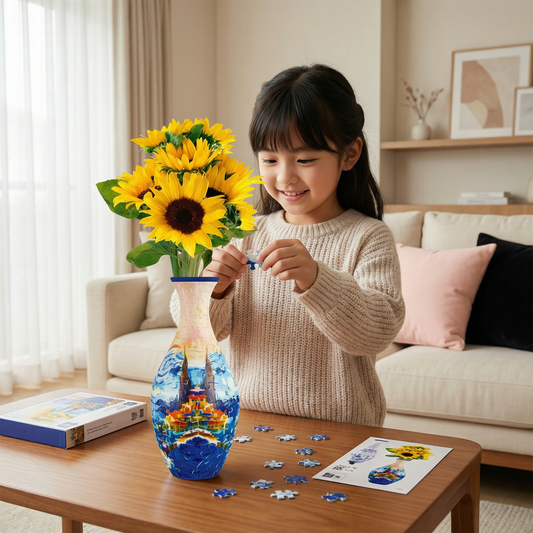 高級3Dパズル花瓶 - 本物の花にも対応