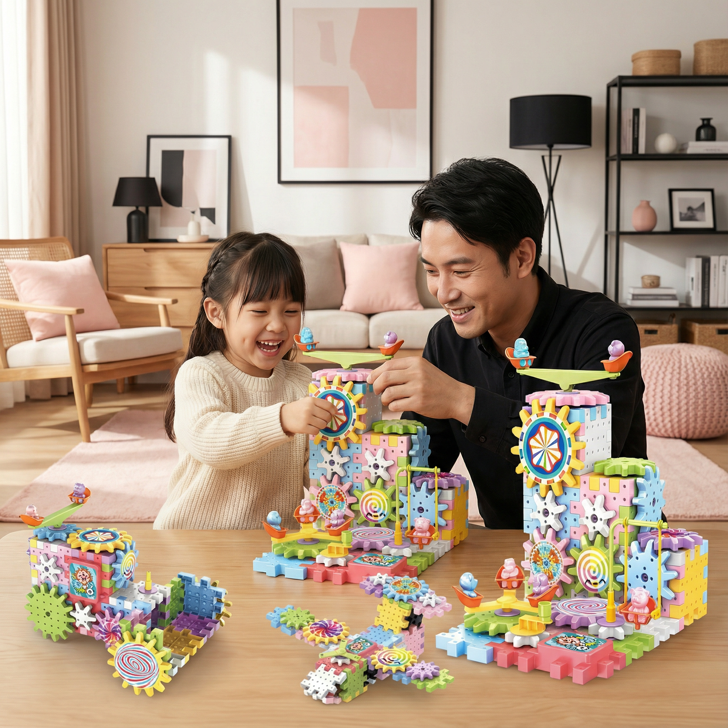 回転するモンテッソーリ 歯車ブロックおもちゃ