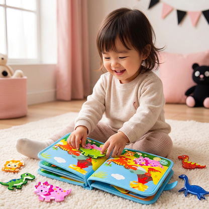 幼児向け8in1モンテッソーリ恐竜ビジーボード・アクティビティブック