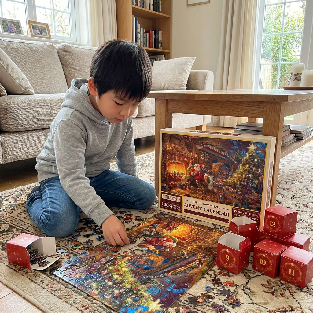 クリスマスジグソーパズルアドベントカレンダー – 1008ピース・24日間カウントダウンパズルセット