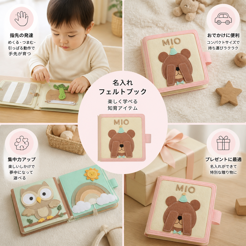 子ども向け名入れフェルトブック