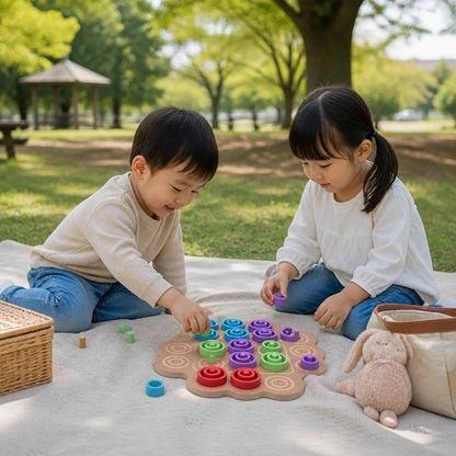 幼児向け 3段階式 木製知育戦略ゲーム 三目並べ