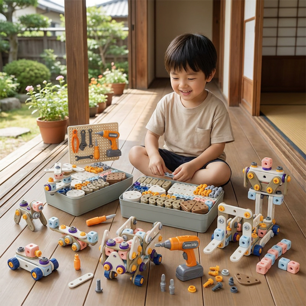 子ども用電動ドリル付きDIY工具セット – STEM組み立て知育玩具