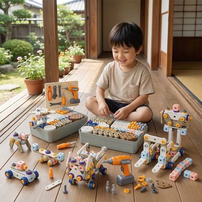 子ども用電動ドリル付きDIY工具セット – STEM組み立て知育玩具