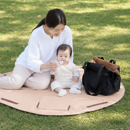 2-in-1 折りたたみ式マザーズバッグ＆おむつ替えマット – 軽量で大容量のママ向けトラベルバッグ