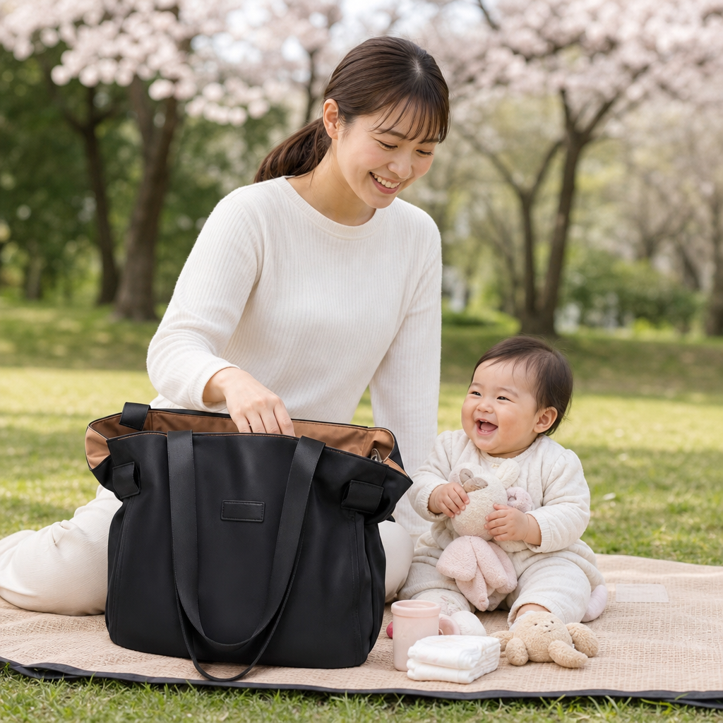 2-in-1 折りたたみ式マザーズバッグ＆おむつ替えマット – 軽量で大容量のママ向けトラベルバッグ