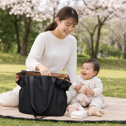 2-in-1 折りたたみ式マザーズバッグ＆おむつ替えマット – 軽量で大容量のママ向けトラベルバッグ