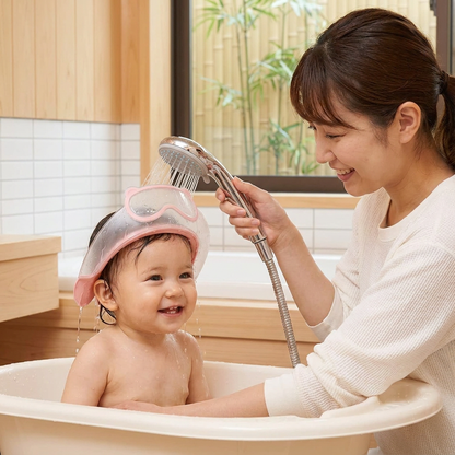 水やシャンプーから目と耳を360°保護するサイズ調節可能な赤ちゃん用シャンプーハット