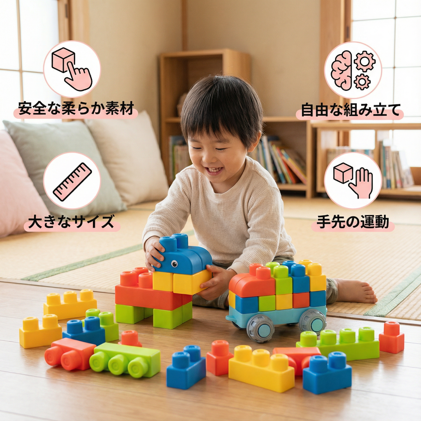 子ども用安全ゴム積み木 – 幼児のための学習用