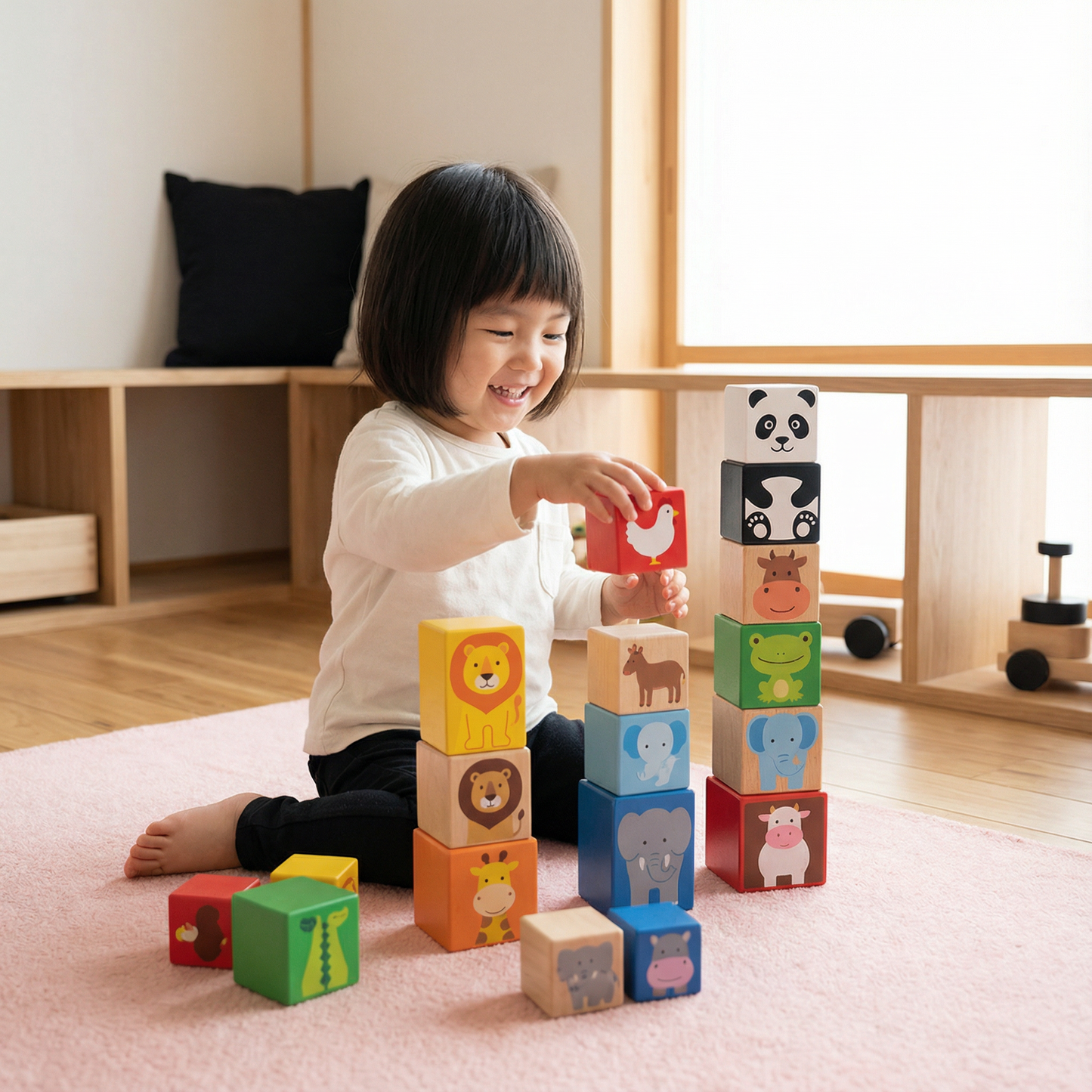 教育的モンテッソーリ 動物スタッキングブロック おもちゃ