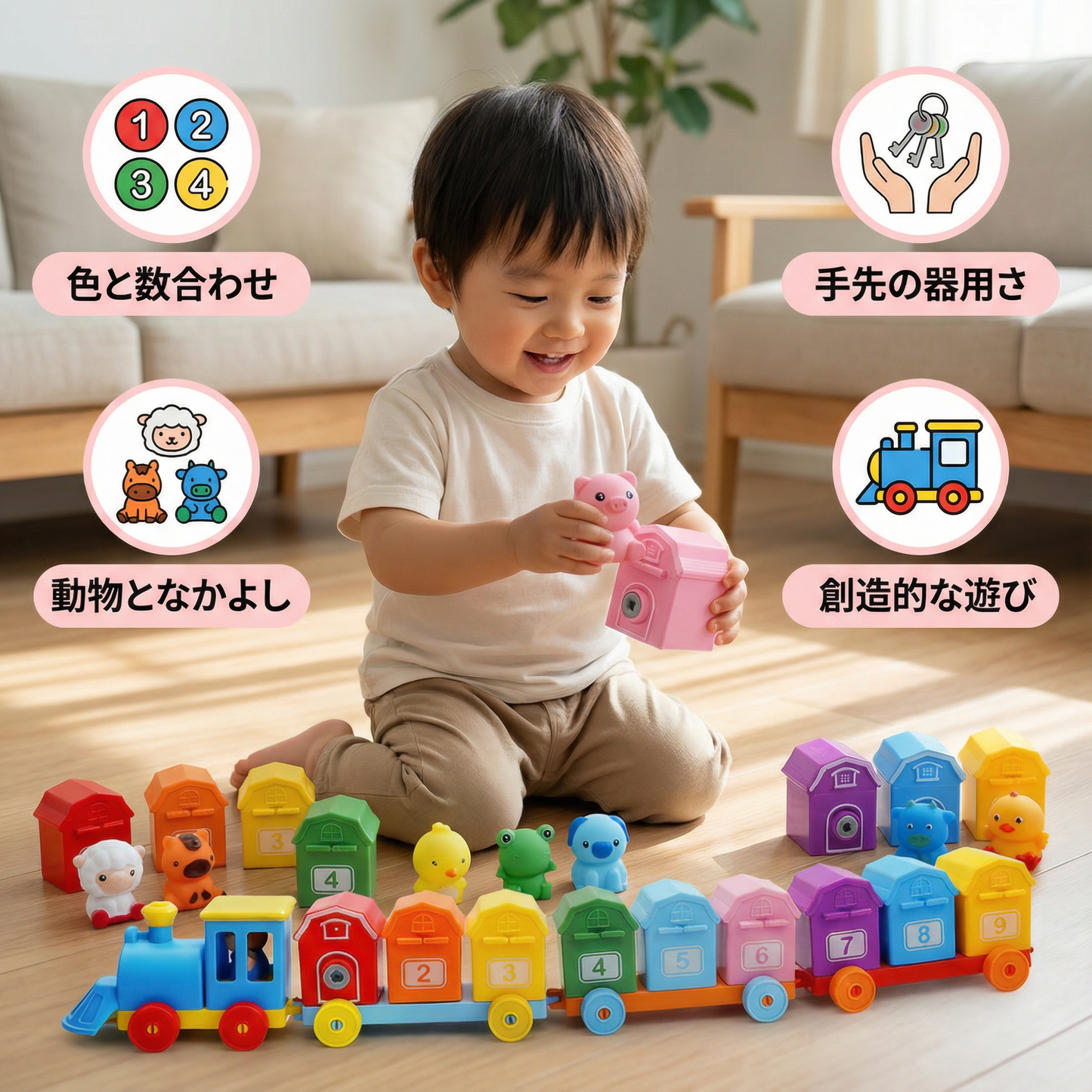 モンテッソーリ農場学習列車　子供のおもちゃ