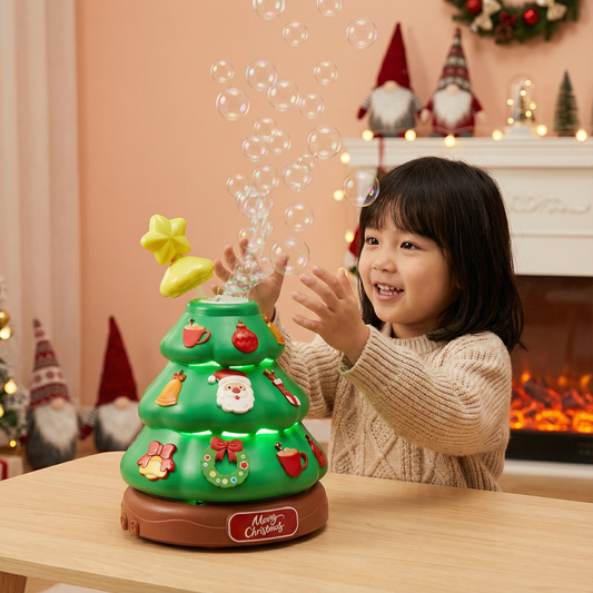 音楽付きシャボン玉クリスマスツリー（デコレーション用ステッカー付き）