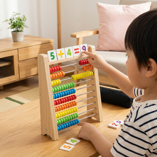 数を数えたり計算を学べる 木製そろばん