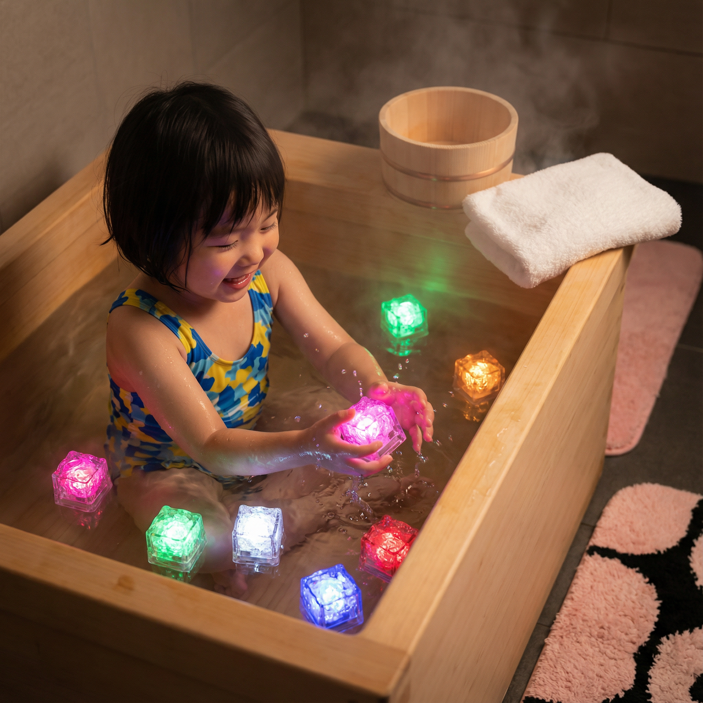 光るバスキューブおもちゃ 6個セット