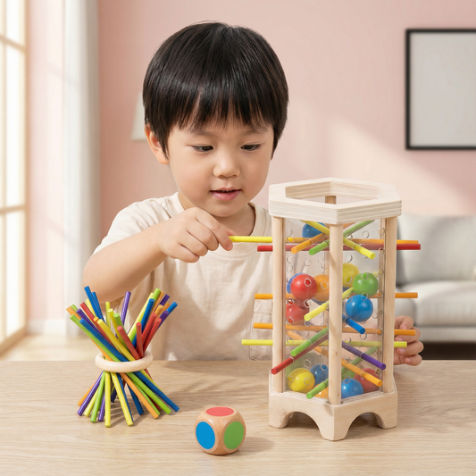 知育 3in1 木製 ビーズ＆スティック バランスゲーム