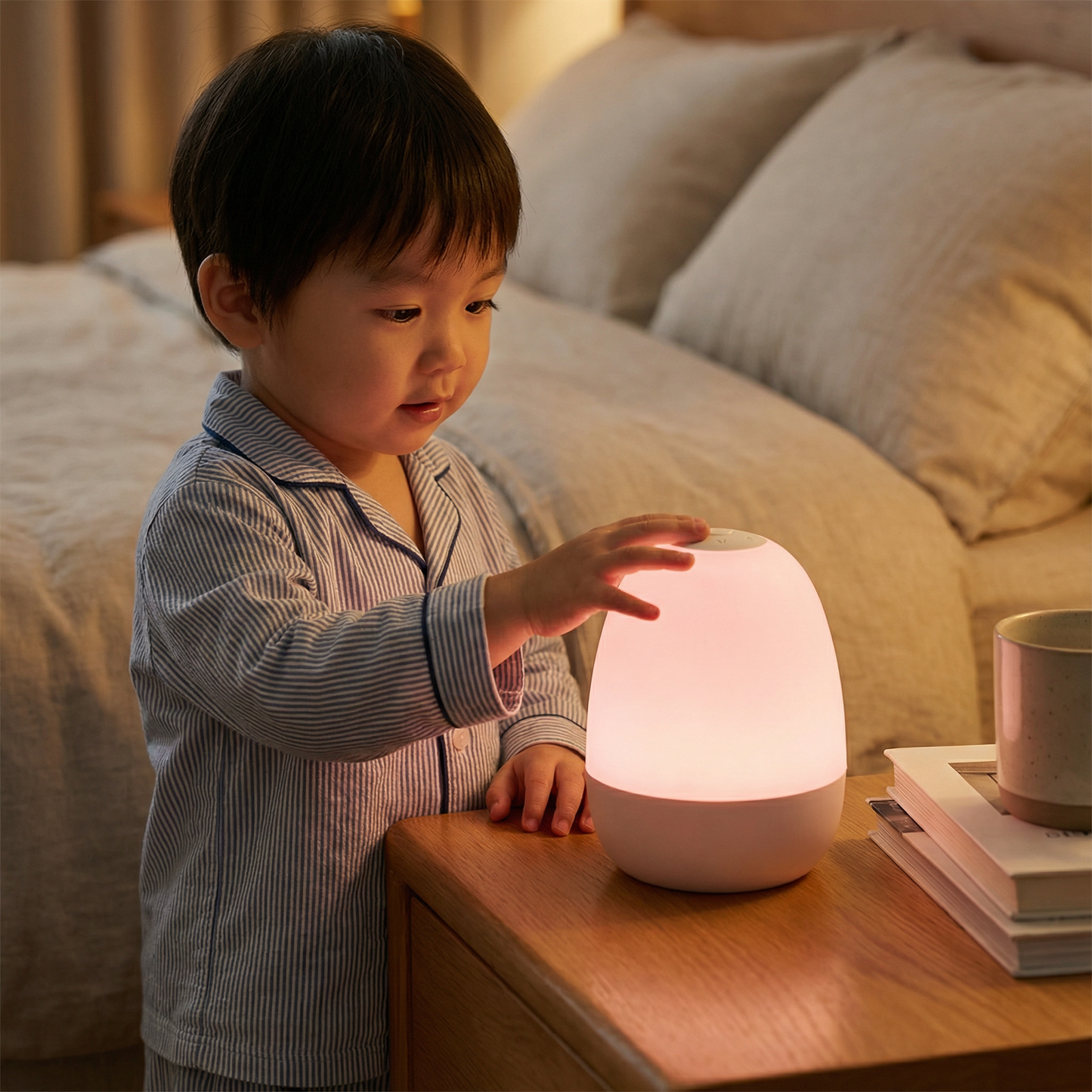 シリコン製の卵型LEDナイトライト – タッチで調光