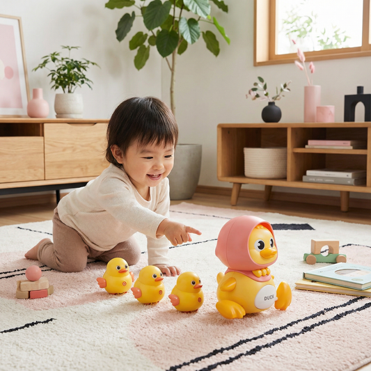 よちよち歩きのアヒル親子 子ども用おもちゃ