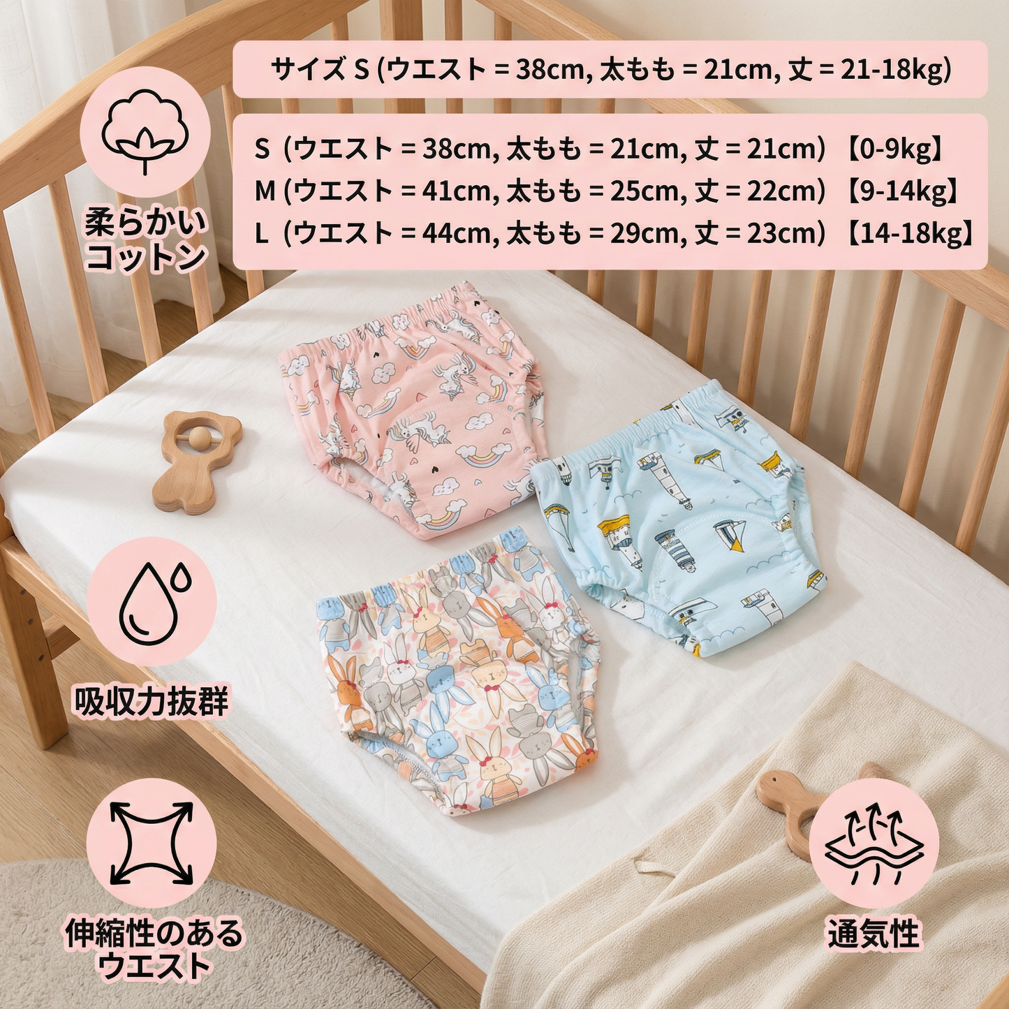 再利用可能なトレーニングパンツ ― トイレトレーニングを簡単に！