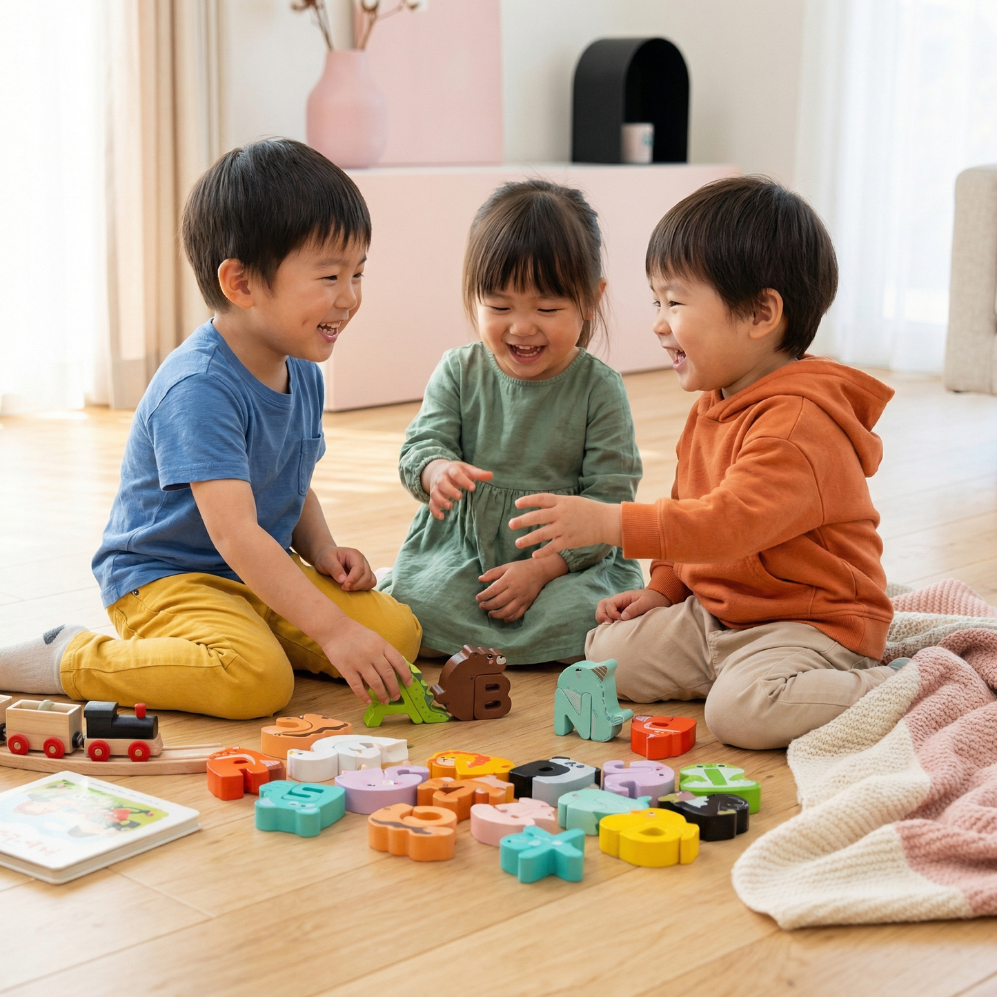 木製動物アルファベットパズル – A-Z 子ども用学習おもちゃ