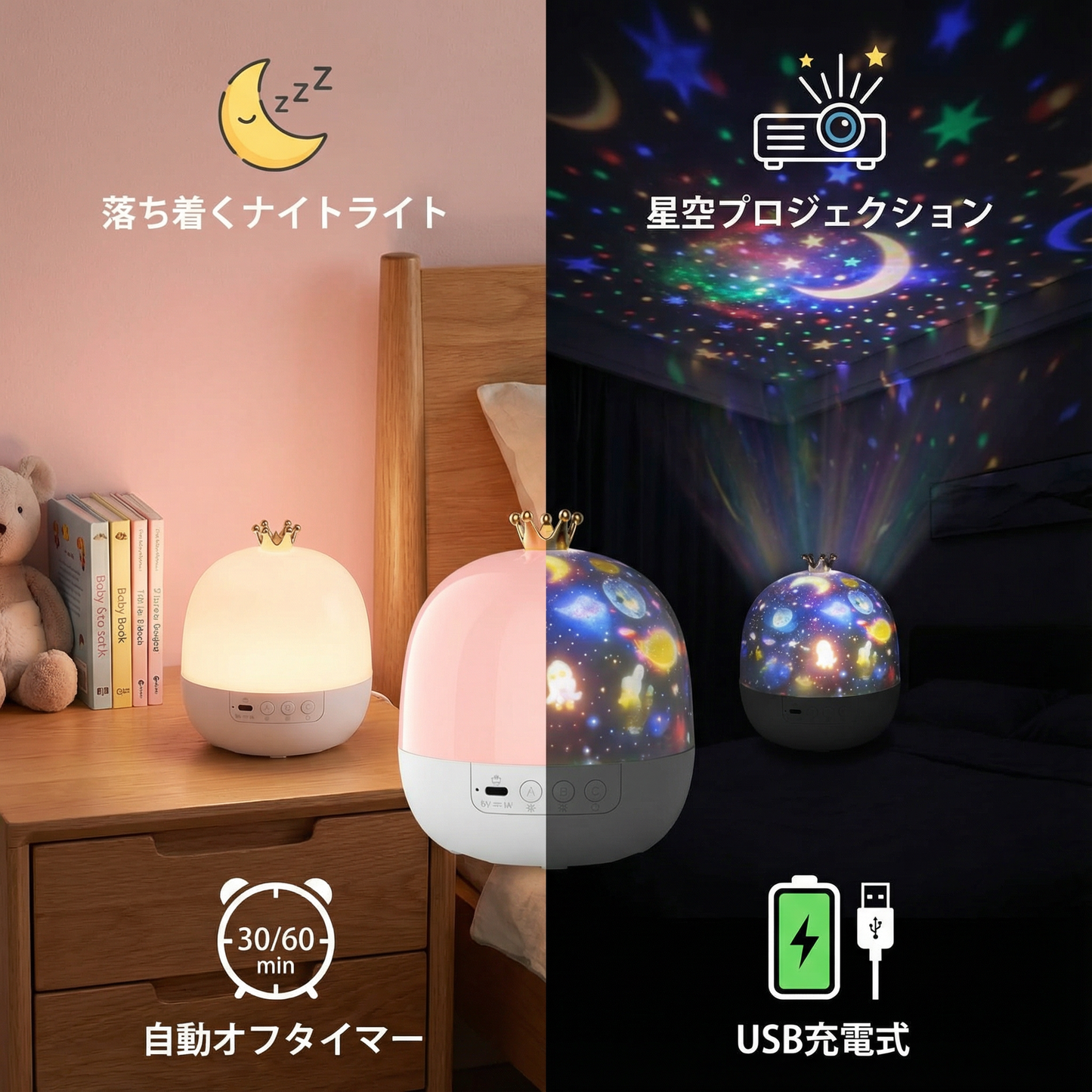 2in1 キッズナイトライト＆プロジェクター