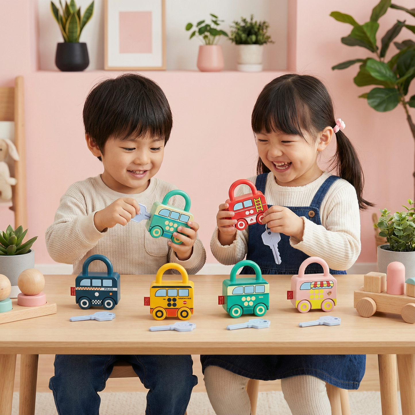 モンテッソーリ 鍵と鍵穴 - 模様と色の玩具