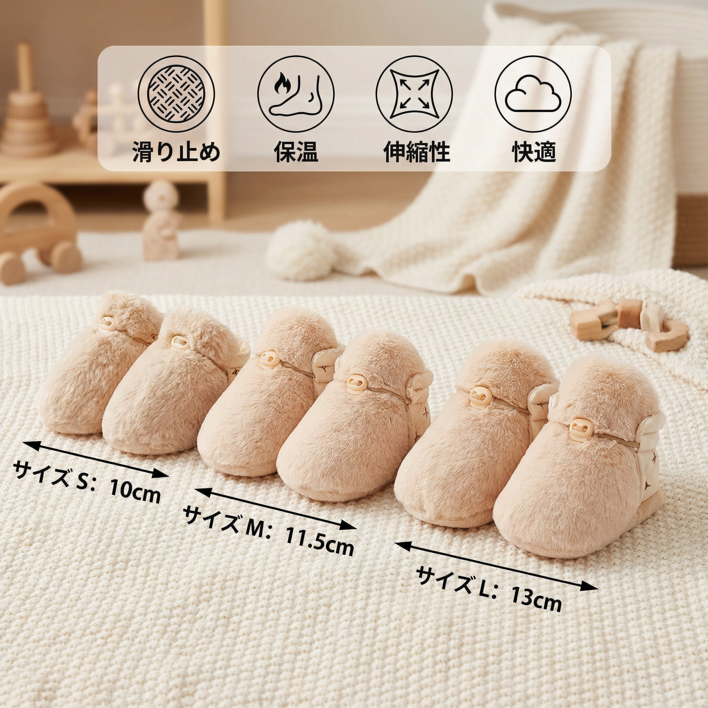 赤ちゃん用ふわふわソックスシューズ