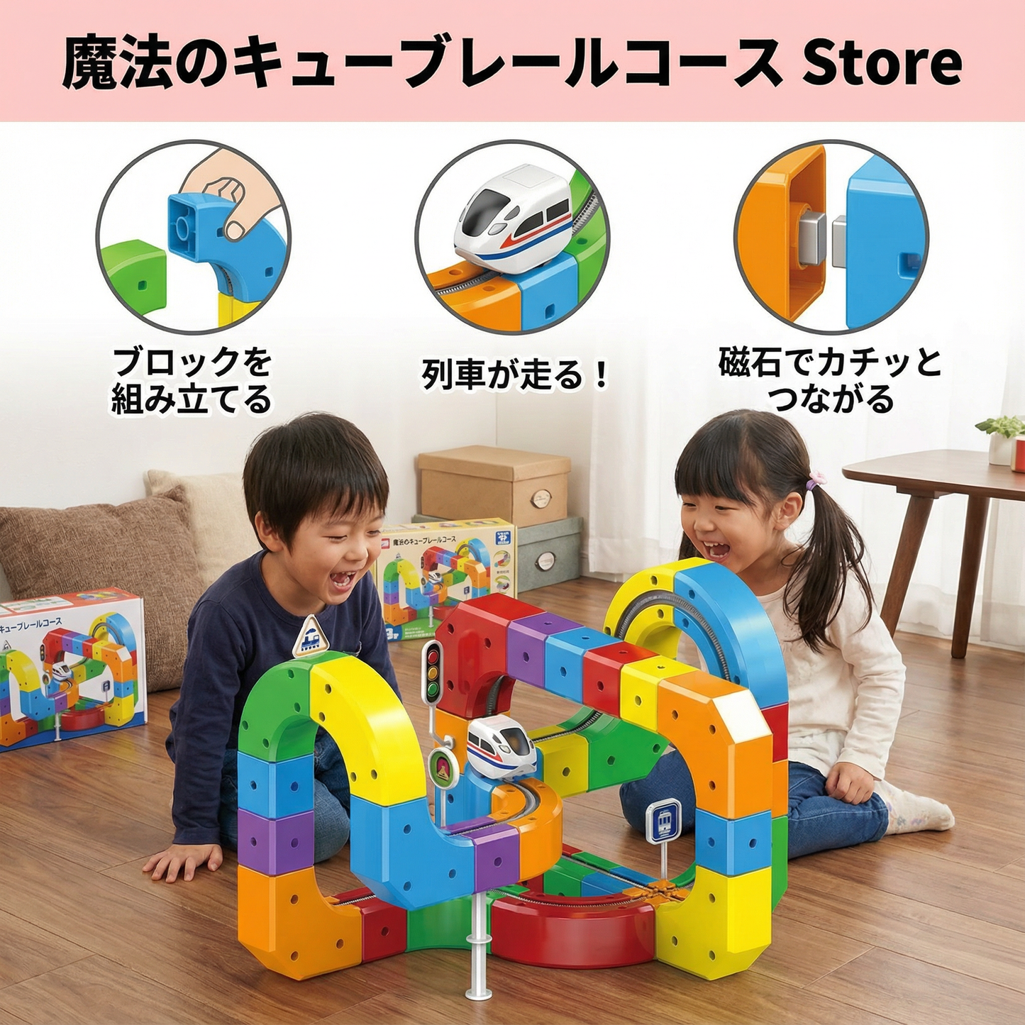 魔法のキューブレールコース 子供のおもちゃ