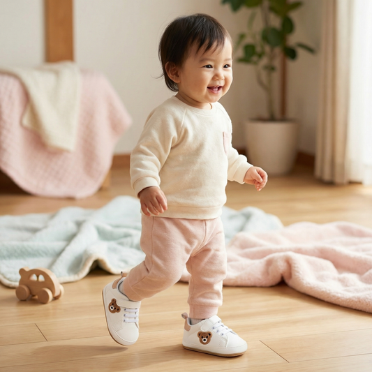 かわいいクマデザインのベビーシューズ